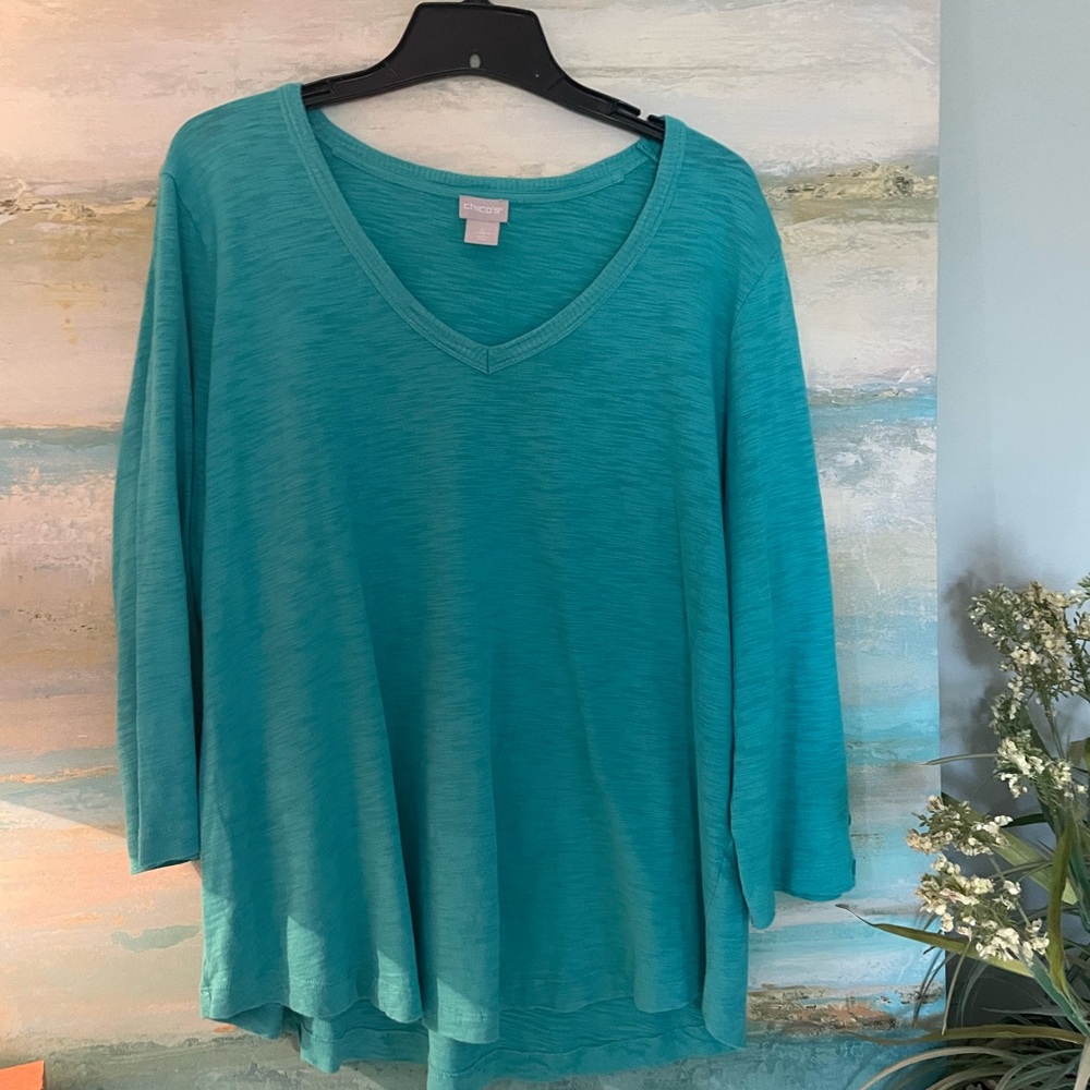 Chico's Blue Blouse Relaxed Fit